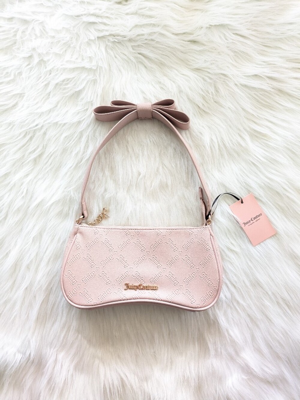 NWT Juicy Couture Miss Bow Dusty Blush Pink And Gold Shoulder Bag
